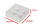 10 Pack of White Card Chocolate Sweet Soap Product Reatail Gift Box - 4 Bay Compartments - Clear Slide On Lid - 8x8x3cm