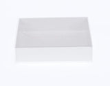 10 Pack of 15cm Square Invitation Coaster Favor Function product Presentation Cookie Biscuit Patisserie Gift Box - 4cm deep - White Card with Clear Slide On PVC Lid