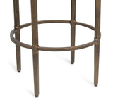 Wooden Round Side Table with Finial Legs in Dark French Brass Finish