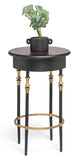 Wooden Round Gold Black Side Table with Finial Legs