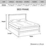 Queen size Bed Frame in Solid Acacia Veneered Medium High Headboard in Oak