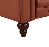 2 Seater Brown Sofa Lounge Button Tufted in Faux Leather