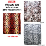 675gsm 2 Ply Animal Print Faux Mink Blanket Queen 200x240 cm Jaguar