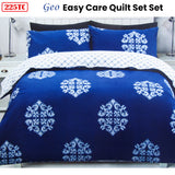 225TC Geo Damask Cotton Rich Easy Care Quilt Cover Set Queen