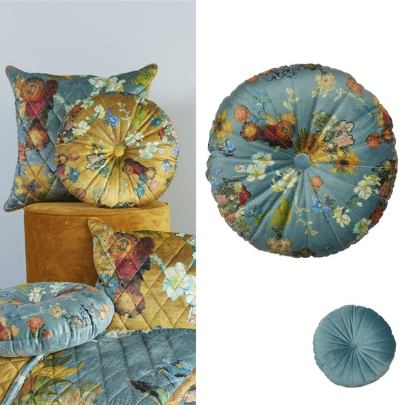 Bedding House Van Gogh Boule de Fleurs Green Round Filled Cushion 40cm Diameter