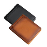 100% Genuine Leather Men's Wallet RFID Blocking Card Holder Bifold and Long Wallets (Black Bifold Horizontal)