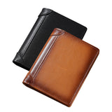100% Genuine Leather Men's Wallet RFID Blocking Card Holder Bifold and Long Wallets (Brown Bifold Verticle)