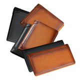 100% Genuine Leather Men's Wallet RFID Blocking Card Holder Bifold and Long Wallets (Brown Bifold Verticle)