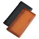 100% Genuine Leather Men's Wallet RFID Blocking Card Holder Bifold and Long Wallets (Brown Long Wallet)