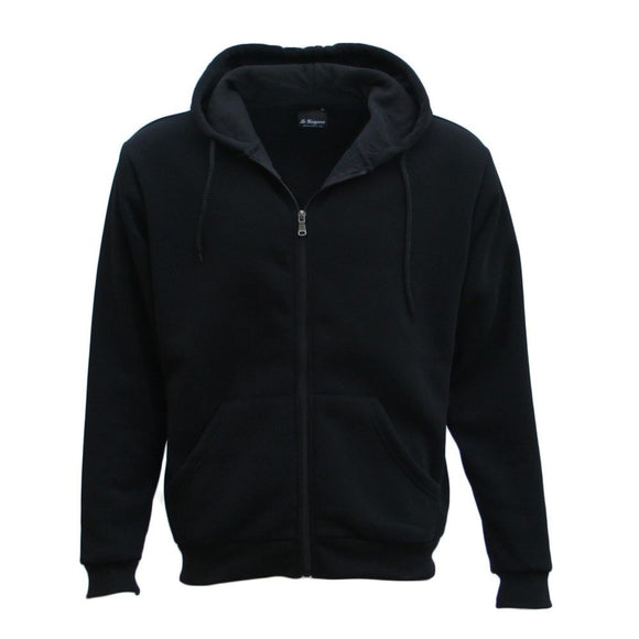 Adult Unisex Zip Plain Fleece Hoodie Hooded Jacket Mens Sweatshirt Jumper XS-8XL, Black, L
