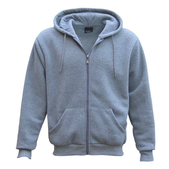Adult Unisex Zip Plain Fleece Hoodie Hooded Jacket Mens Sweatshirt Jumper XS-8XL, Light Grey, S