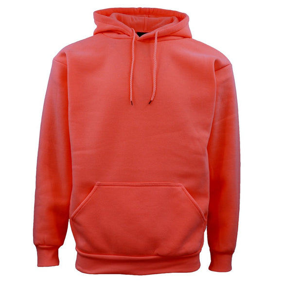 Adult Unisex Men's Basic Plain Hoodie Pullover Sweater Sweatshirt Jumper XS-8XL, Coral Pink, XL