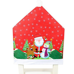 10x Christmas Chair Covers Dinner Table Santa Hat Snowman Home DǸcor Ornaments, Santa (10 Chair Covers)