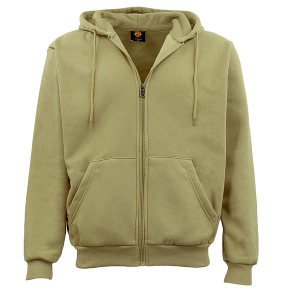 Adult Unisex Zip Plain Fleece Hoodie Hooded Jacket Mens Sweatshirt Jumper XS-8XL, Light Olive, L