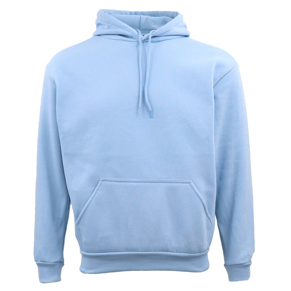 Adult Unisex Men's Basic Plain Hoodie Pullover Sweater Sweatshirt Jumper XS-8XL, Light Blue, XL