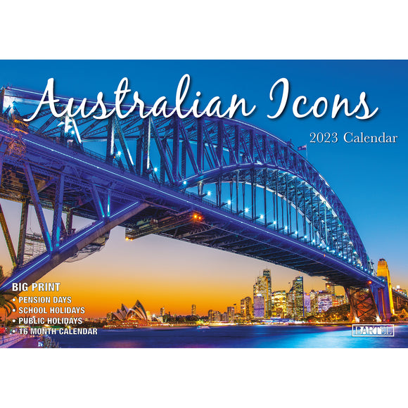 Australian Icons ƒ?? 2023 Rectangle Wall Calendar 16 Months Planner New Year Gift