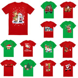 100% Cotton Christmas T-shirt Adult Unisex Tee Tops Funny Santa Party Custume, Car with Reindeer (Green), S