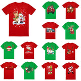 100% Cotton Christmas T-shirt Adult Unisex Tee Tops Funny Santa Party Custume, Santa with Tree (Red), XL
