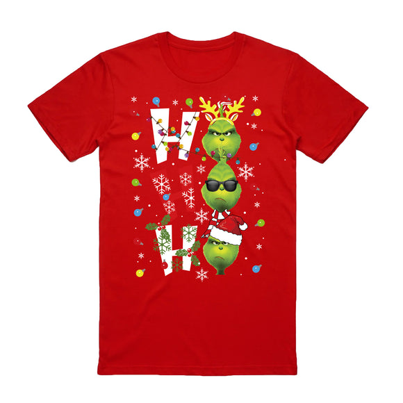 100% Cotton Christmas T-shirt Adult Unisex Tee Tops Funny Santa Party Custume, Shrek (Red), S