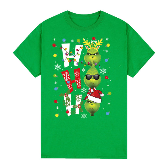 100% Cotton Christmas T-shirt Adult Unisex Tee Tops Funny Santa Party Custume, Shrek (Green), M