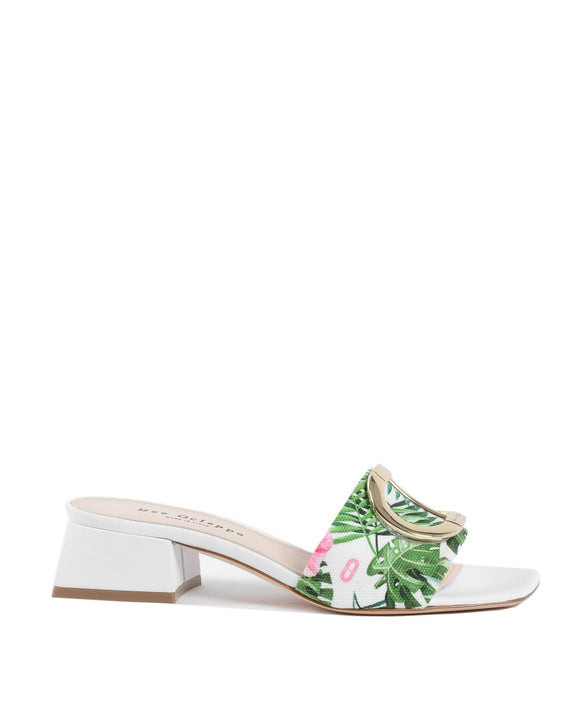 Printed Canvas Flat Mule - 39 EU