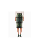 Wool Blend Knit Tartan Motif Skirt with Side Zip Closure 40 IT Women