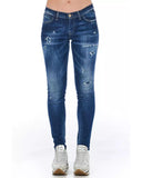 Worn Wash Skinny Denim Jeans with Multi-Pockets W27 US Women