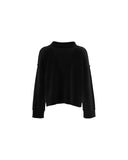 Wool Blend Crew Neck Sweater with Ribbed Details S Women