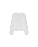 Wool Blend V-Neck Sweater with Ribbed Accents S Women