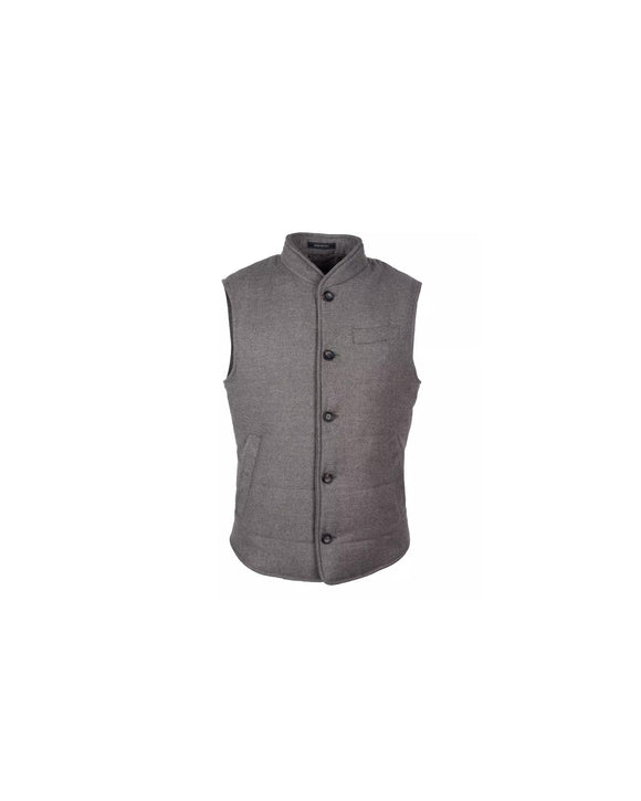 Woven Wool Cashmere Vest with Button Closure and Multiple Pockets 54 IT Men