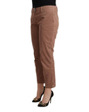 100% Authentic C&#8217;N&#8217;C COSTUME NATIONAL Mid Waist Cotton Tapered Cropped Pants with Logo Details 44 IT Women