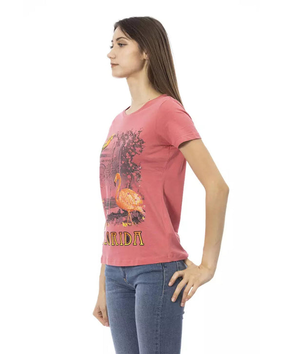 Printed Short Sleeve Round Neck T-shirt L Women