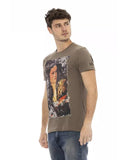 Printed Short Sleeve T-shirt with Round Neck XL Men