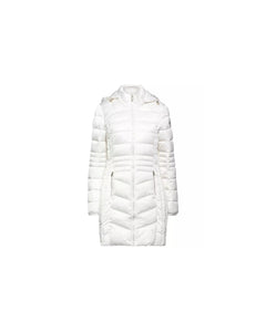 Quilted Technical Fabric Jacket with Wrap-around Collar and Zipper Closure L Women