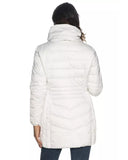 Quilted Technical Fabric Jacket with Wrap-around Collar and Zipper Closure L Women