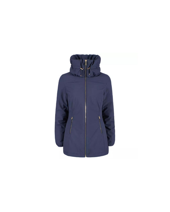 Technical Fabric Down Jacket with High Collar and Zip Closure L Women