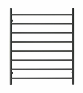 Premium Matte Black Heated Towel Rack - 8 Bars, Round Design, AU Standard, 1000x850mm Wide