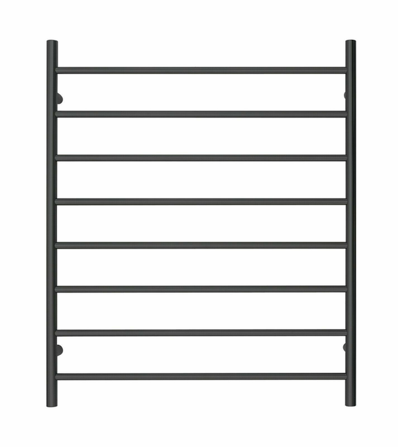 Premium Matte Black Heated Towel Rack - 8 Bars, Round Design, AU Standard, 1000x850mm Wide