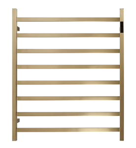 Premium Brushed Gold Heated Towel Rack With LED control- 8 Bars, Square Design, AU Standard, 1000x850mm Wide