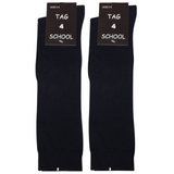 2x Pairs SCHOOL SOCKS Plain Ribbed Knee High Cotton Rich Girls Boys Unisex Kids -  - 13-3 (8-10 Years Old)