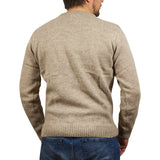 100% SHETLAND WOOL CREW Round Neck Knit JUMPER Pullover Mens Sweater Knitted - Beige (03) - XL