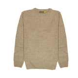 100% SHETLAND WOOL CREW Round Neck Knit JUMPER Pullover Mens Sweater Knitted - Beige (03) - XL