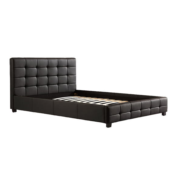 Queen PU Leather Deluxe Bed Frame Black