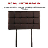 PU Leather Single Bed Deluxe Headboard Bedhead - Brown