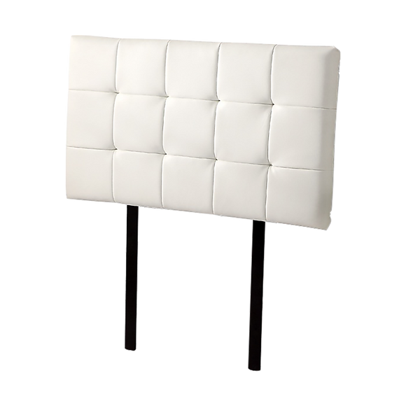 PU Leather Single Bed Deluxe Headboard Bedhead - White