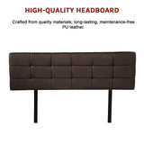 PU Leather Queen Bed Deluxe Headboard Bedhead - Brown