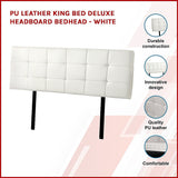 PU Leather King Bed Deluxe Headboard Bedhead - White