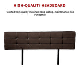 PU Leather King Bed Deluxe Headboard Bedhead - Brown