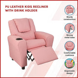 PU Leather Kids Recliner with Drink Holder