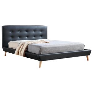 Queen PU Leather Deluxe Bed Frame Black